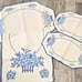 VTG Embroidered Table linen set x4 Blue and white Daisy and fence needlepoint