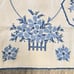 VTG Embroidered Table linen set x4 Blue and white Daisy and fence needlepoint