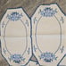 VTG Embroidered Table linen set x4 Blue and white Daisy and fence needlepoint