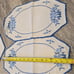VTG Embroidered Table linen set x4 Blue and white Daisy and fence needlepoint