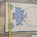 VTG Embroidered Table linen set x4 Blue and white Daisy and fence needlepoint