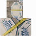 VTG Embroidered Table linen set x4 Blue and white Daisy and fence needlepoint