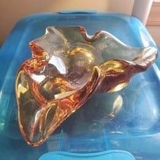 Vintage Arte Murano Amber Glass Ashtray
