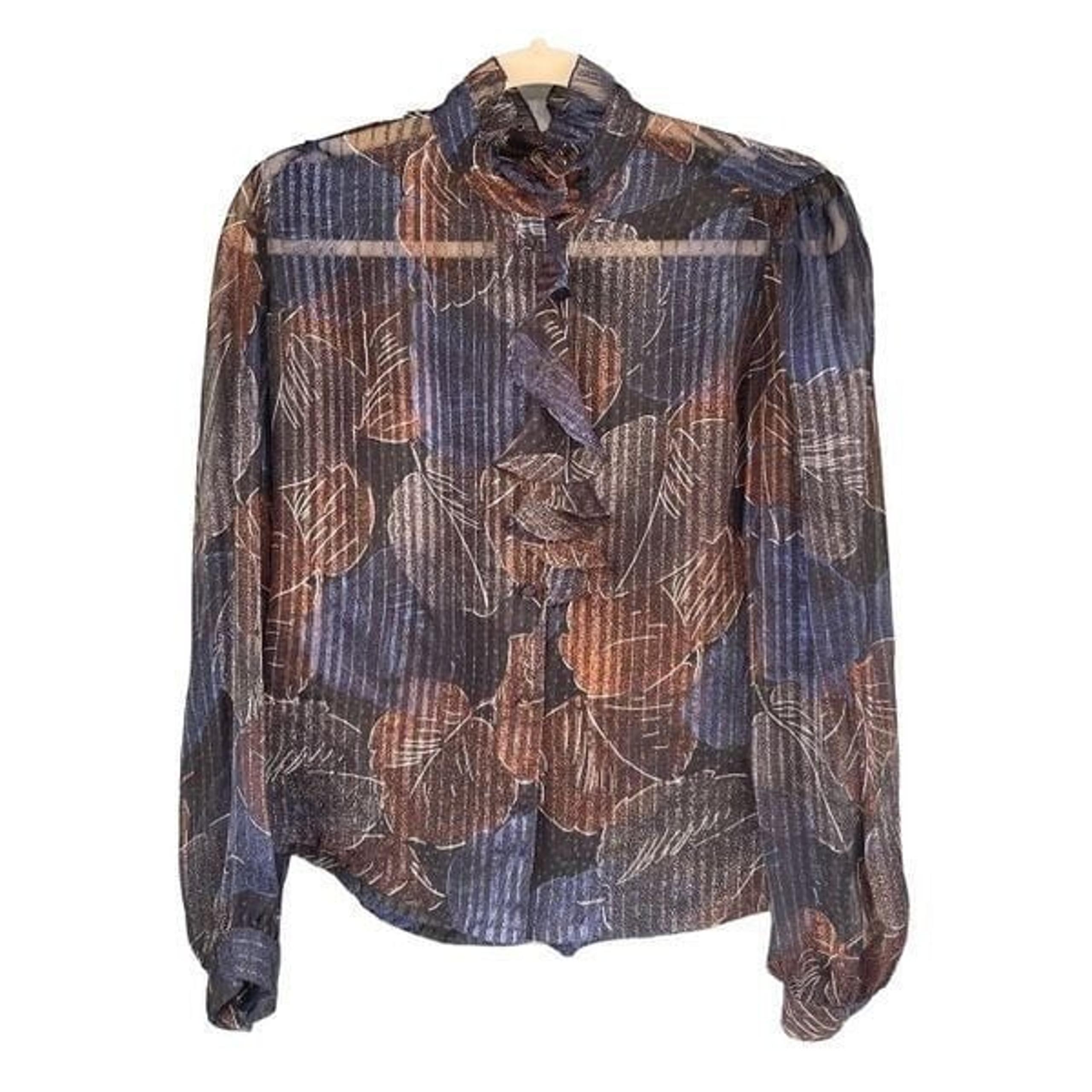 1042 80s Vintage Nicola Sheer Long Sleeve Blouse Size Medium