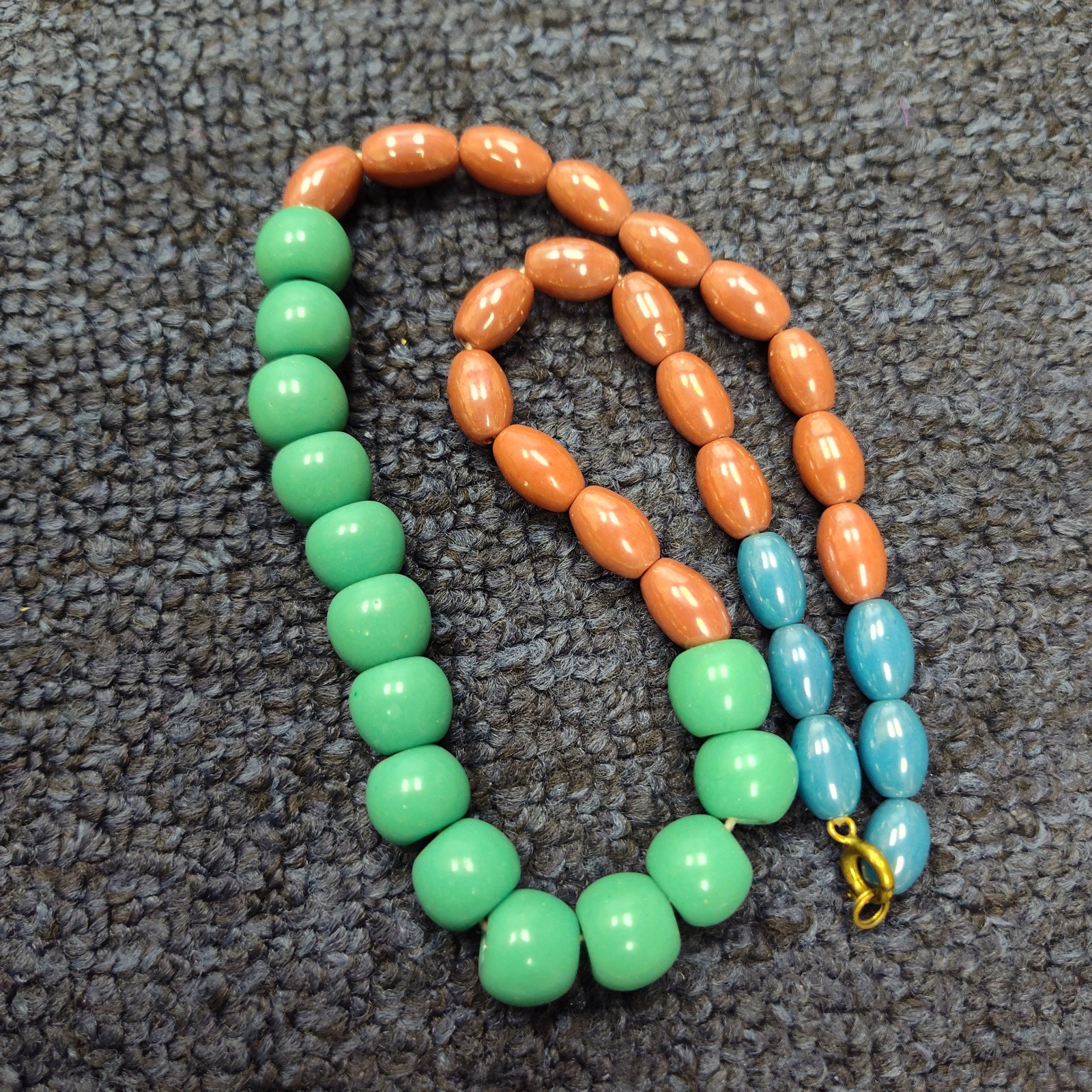 Vintage red turquoise and green glass bead necklace