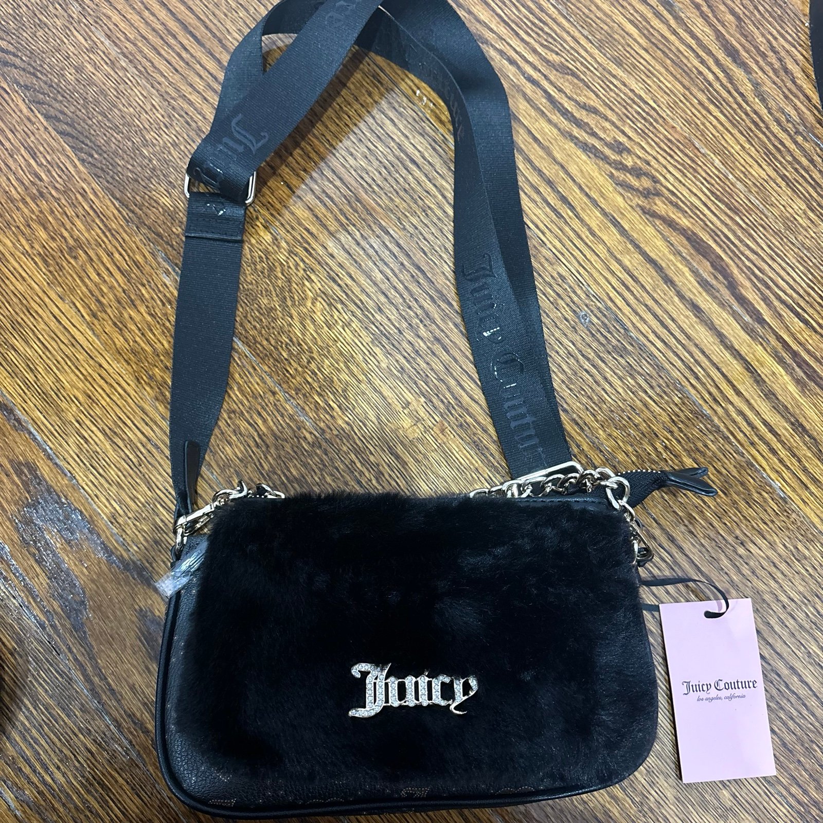 Juicy couture heart print cross body and its faux fur wallet