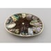 Unique Belt Buckle Wood Mosaic With Multicolor Crystal Stones Silver Base