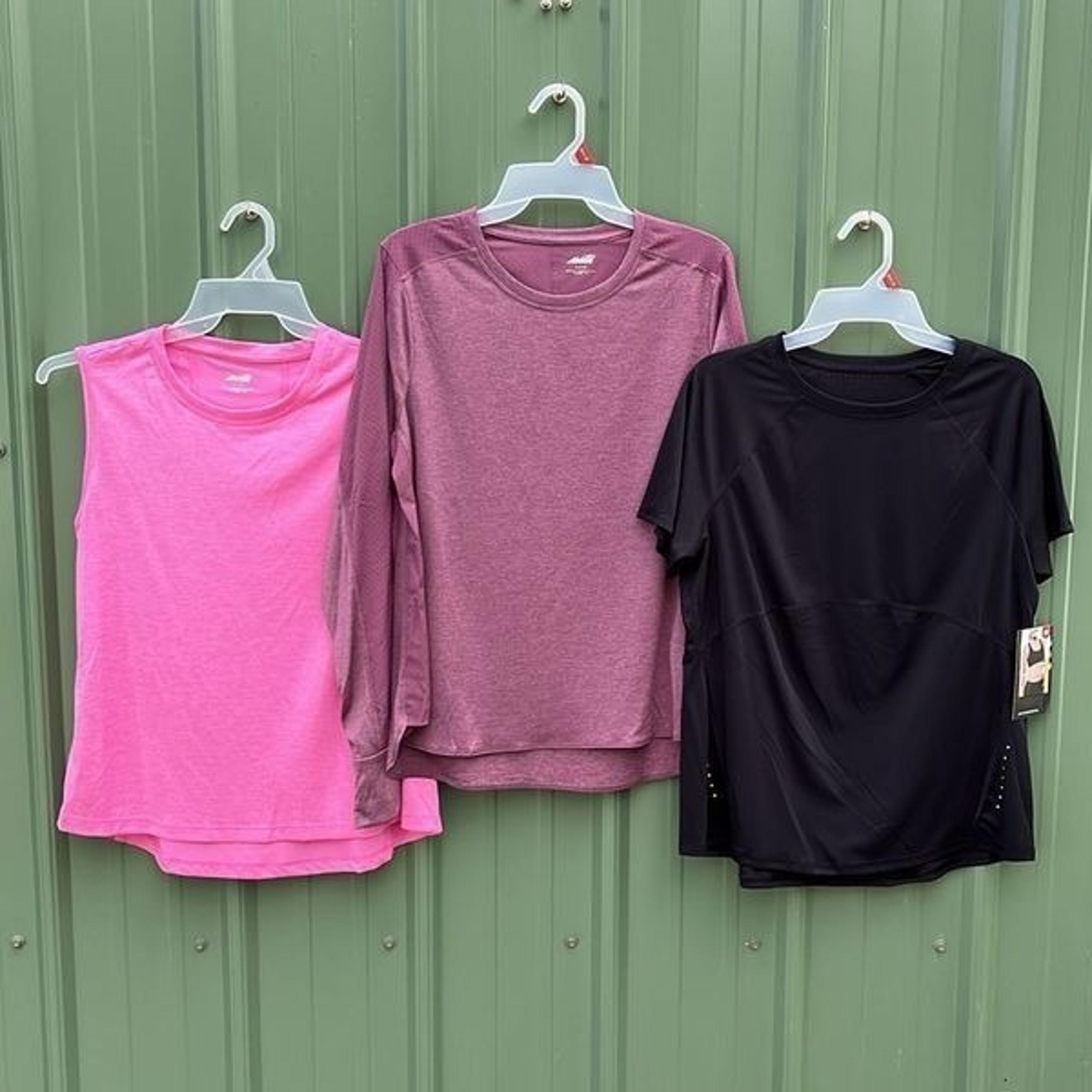 Womens Active Workout Performance Long Short & Sleeveless T-Shirts 3-Pack Size M
