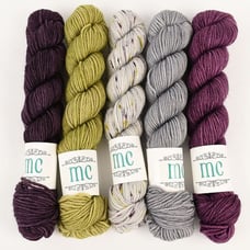 Midknit Cravings Yarn 5 Bite Size Mini Skein Set Merino Nylon Tapas Wine Kelp