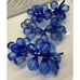 Vintage Hand Blown Art Glass Cobalt Blue Grape Cluster Leaves 8.5”Long-Lot of 3