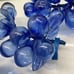Vintage Hand Blown Art Glass Cobalt Blue Grape Cluster Leaves 8.5”Long-Lot of 3