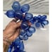Vintage Hand Blown Art Glass Cobalt Blue Grape Cluster Leaves 8.5”Long-Lot of 3