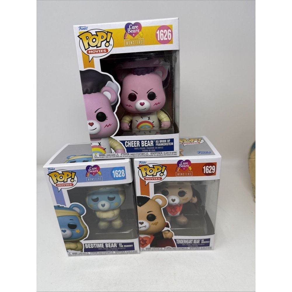 Funko Pop Care Bears x Universal Monsters Set Of 3 +Protectors Cheer Bedtime