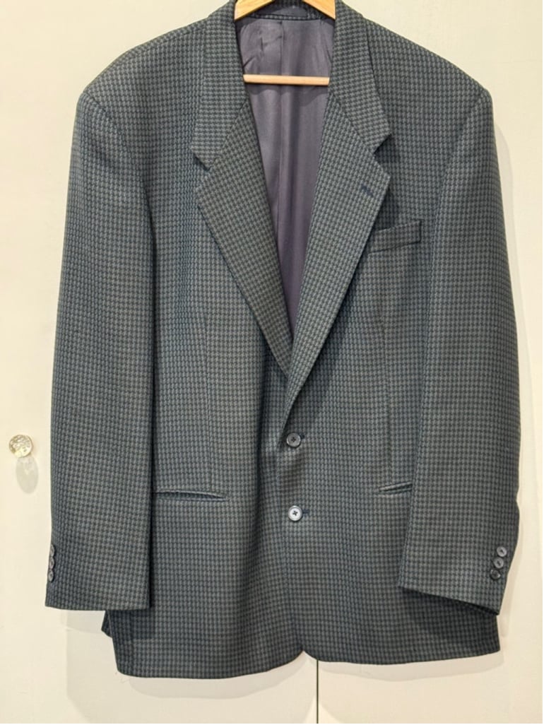 Tallia Uomo men’s blue green tweed 2 button 100% wool sportcoat 42R