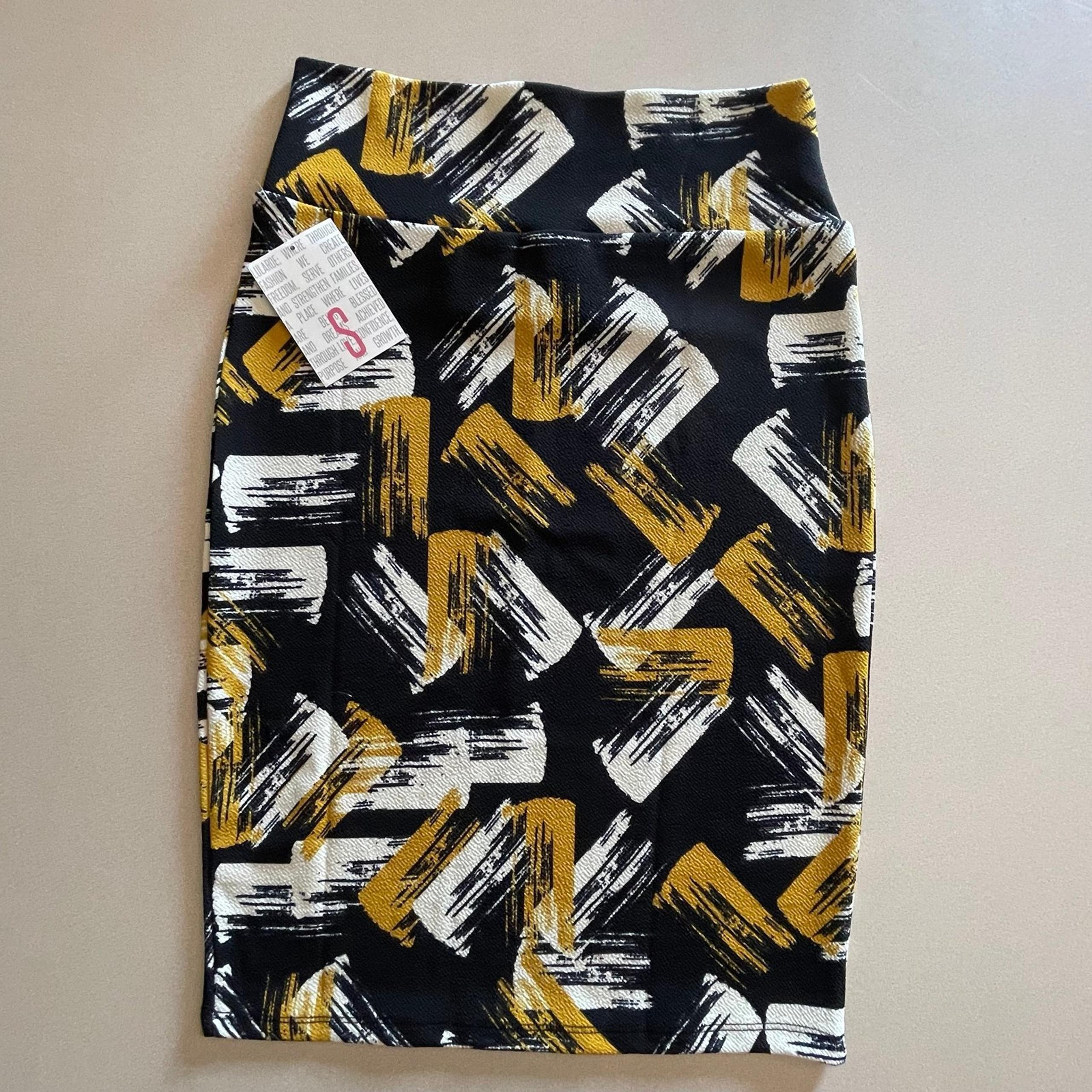 NWT LulaRoe Multicolor Paintbrush Brushstoke Pencil Cassie Skirt Women's Size S