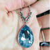 AQUAMARINE SWAROVSKI NECKLACE SILVER PLATED ARTISAN BLUE NECKLACE