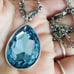 AQUAMARINE SWAROVSKI NECKLACE SILVER PLATED ARTISAN BLUE NECKLACE