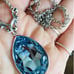 AQUAMARINE SWAROVSKI NECKLACE SILVER PLATED ARTISAN BLUE NECKLACE