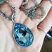 AQUAMARINE SWAROVSKI NECKLACE SILVER PLATED ARTISAN BLUE NECKLACE