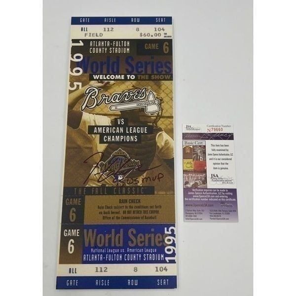 Tom Glavine Signed Thats My Ticket 95 WS MVP Inscription Braves World Series JSA