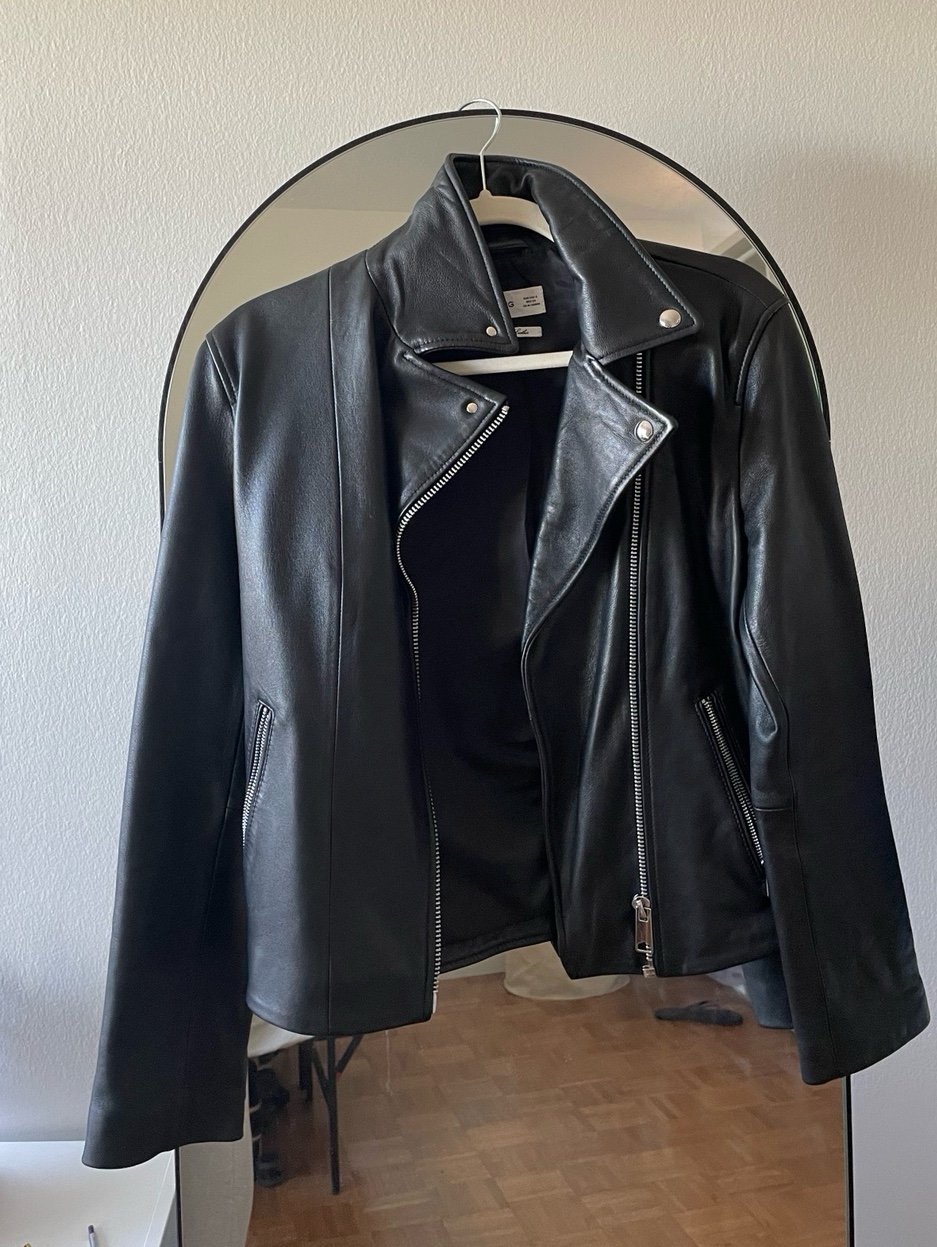 Mango Genuine Leather Biker Jacket