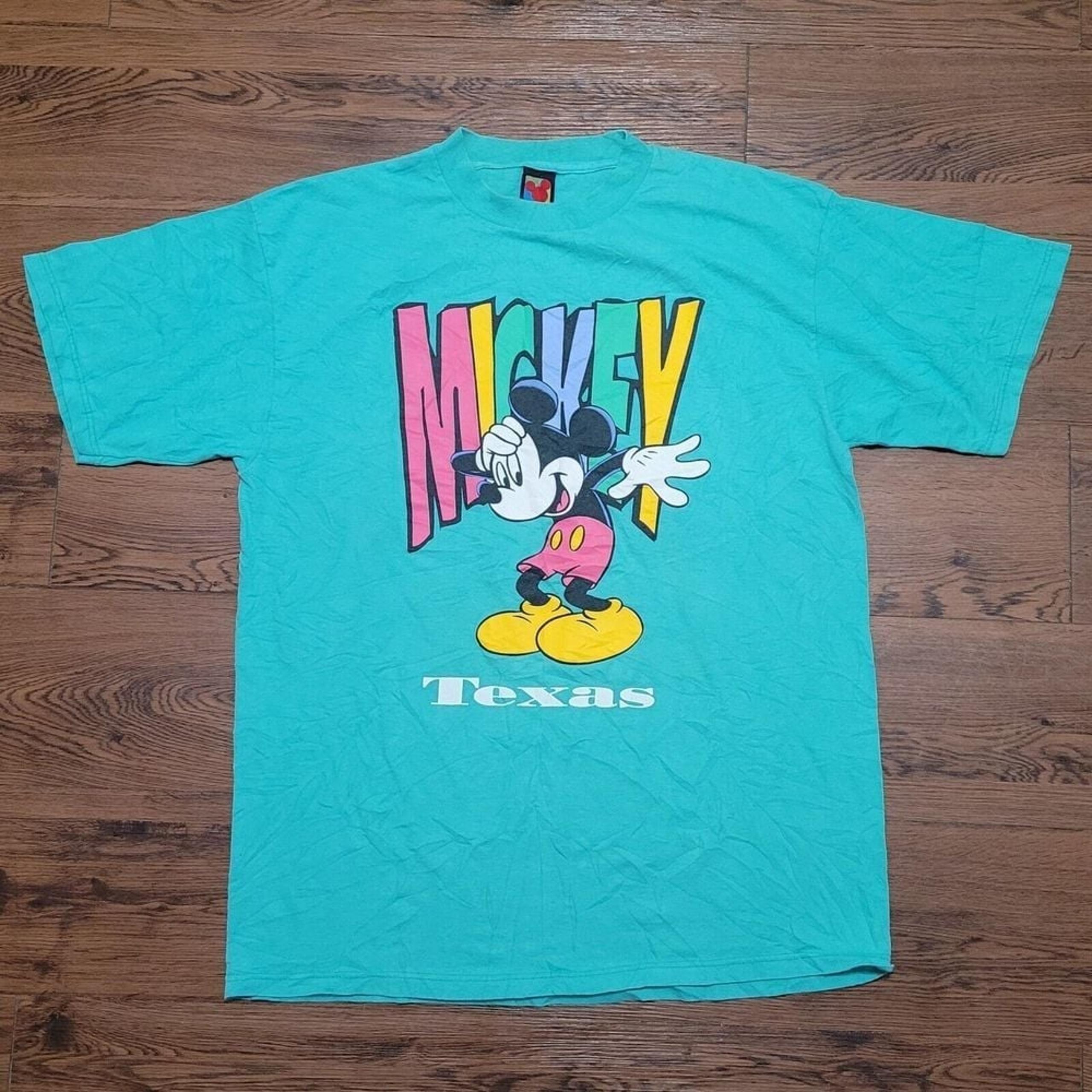 Vintage Mickey Unlimited Shirt Men's XL Blue Texas Short Sleeve Crew USA Fabric