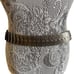 Vintage Silver Tone Metal Stretch Belt With Etched Rhinestone Embedded Buckle