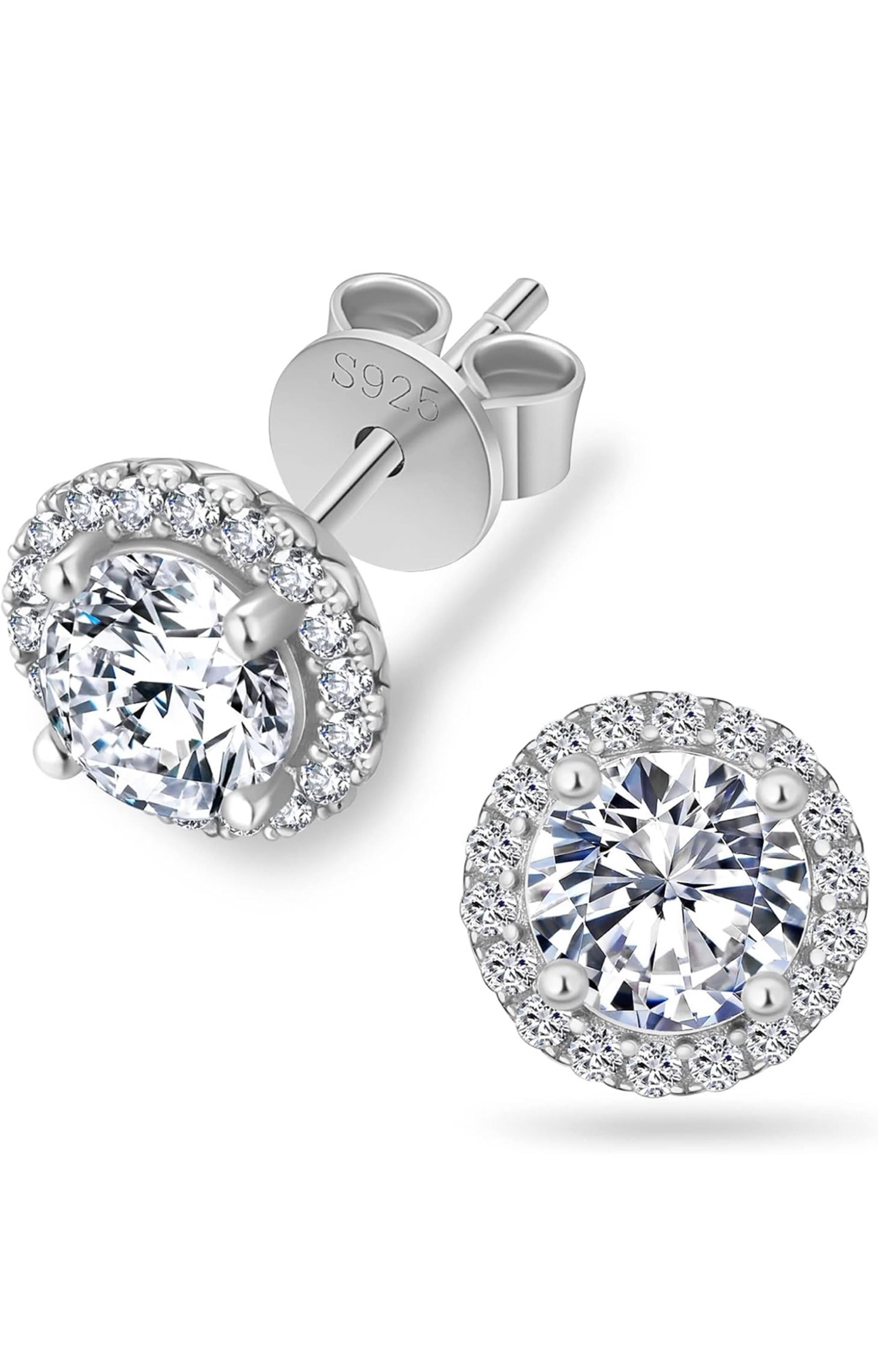 KRKC Moissanite Stud Earrings for Women, 0.5ct-2ct