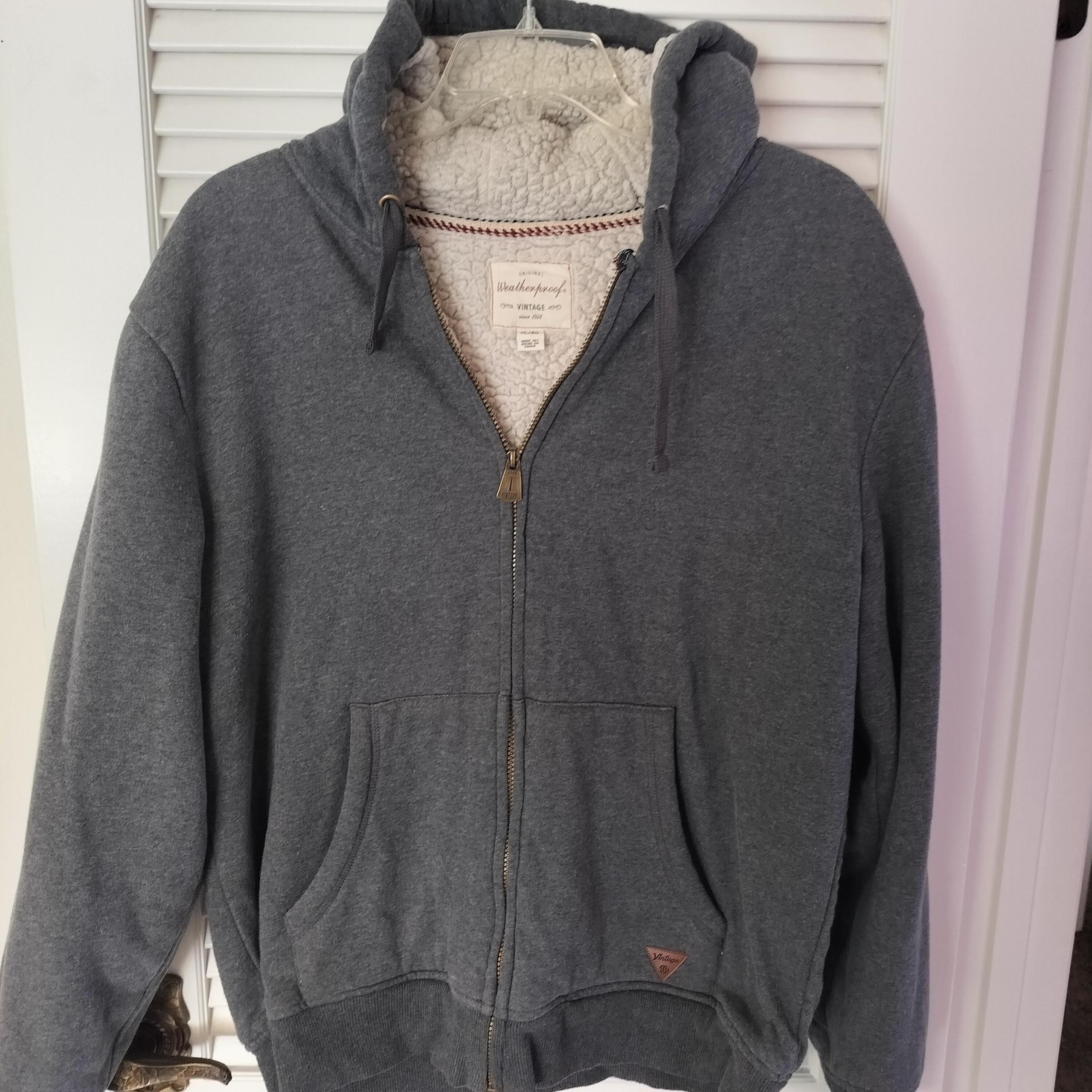 Weatherproof Vintage Mens Sherpa Lined Full Zip Hoodie Asphalt Size XL