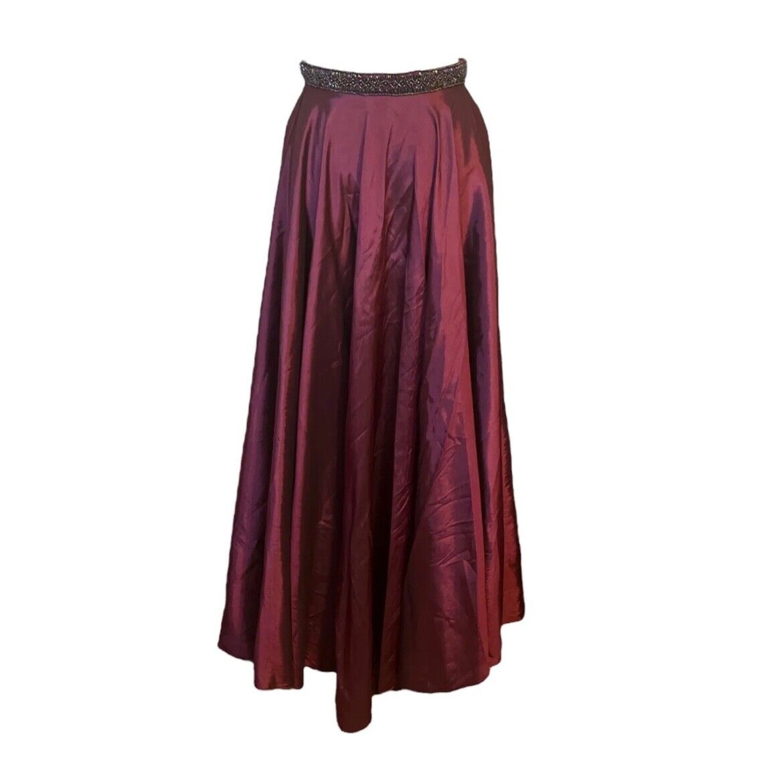 Sherri Hill Burgundy Beaded Trim High Waist Maxi Skirt Prom EveningWear US O