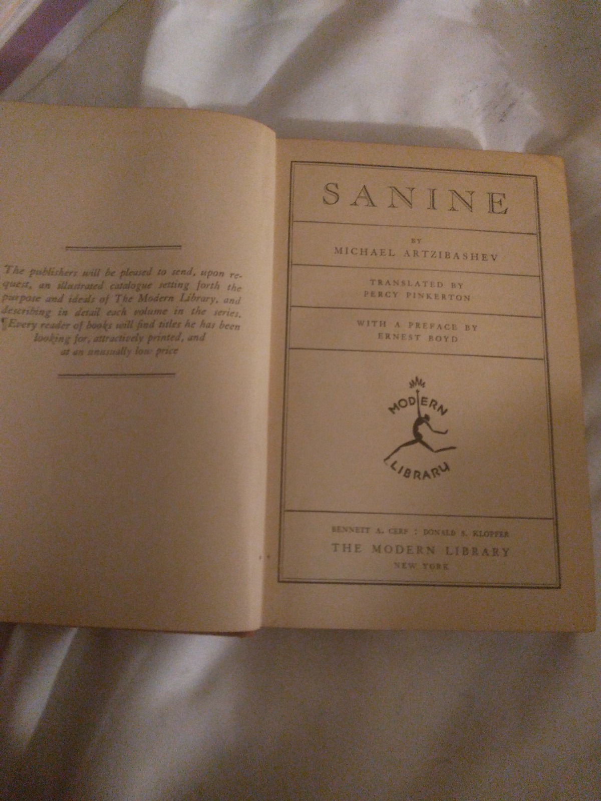 Vintage Modern Library 1st Edition Sanine #189 Artzibashev