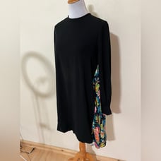 MSGM black floral pleated panel mini shift dress 40 / US6