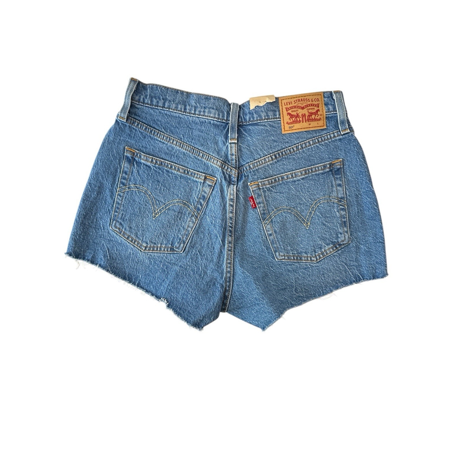 Levi's 501 jean Shorts Womens Size 28 Blue High Rise Denim Button Fly Cutoff New