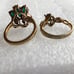 2 vintage Antique? green stone rings lot