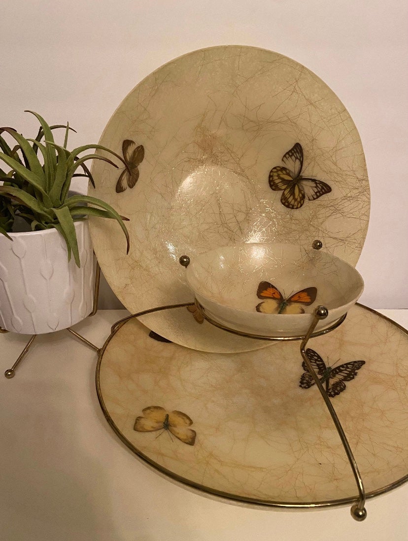 Matching Vintage Mod 60s Party Chip Dip and Bowl Set