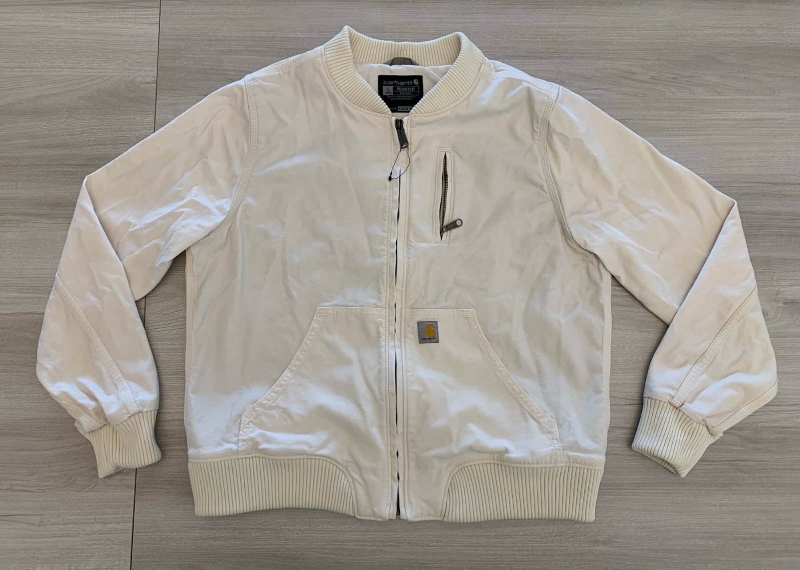 CARHARTT RUGGED FLEX® RELAXED FIT CANVAS JACKET WHITE SZ LG