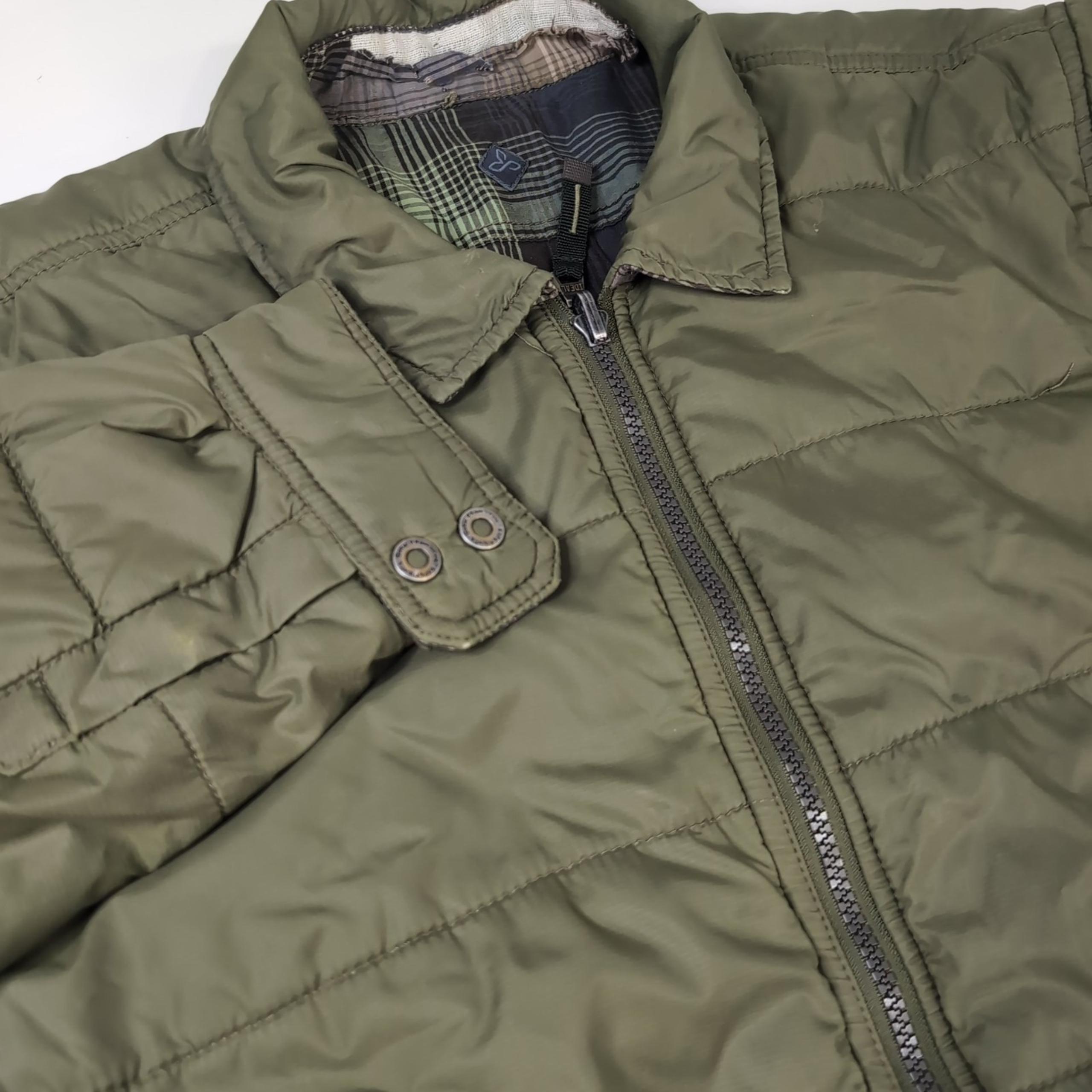 Prana Reversible Puffer Jacket Mens Adult Large Gray Green Plaid Nylon Zip Coat