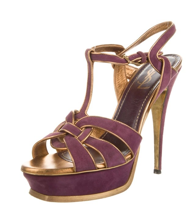 Yves Saint Laurent Suede T-Strap Sandals Women's Size: 10 | IT 40