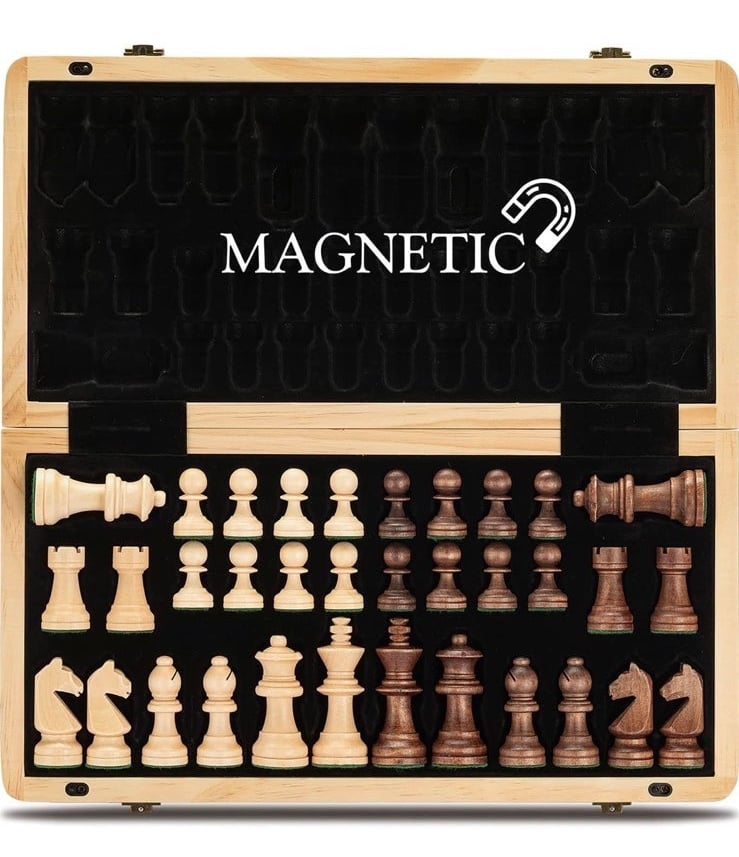 Chess Set, 15 x15 Folding Magnetic Wooden Standard Chess Game Board Set