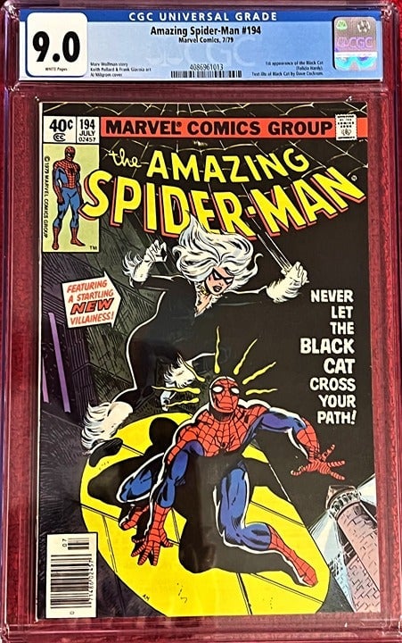 Amazing Spider-Man # 194 - 1st Black Cat - CGC 9.0 - WHITE pages & NEWSTAND !!