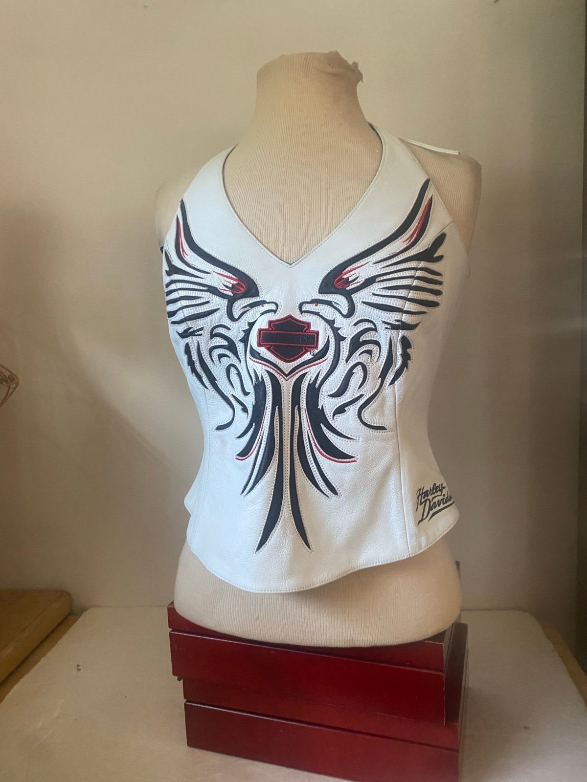 Harley Davidson Medium White Leather Moon Dream Halter