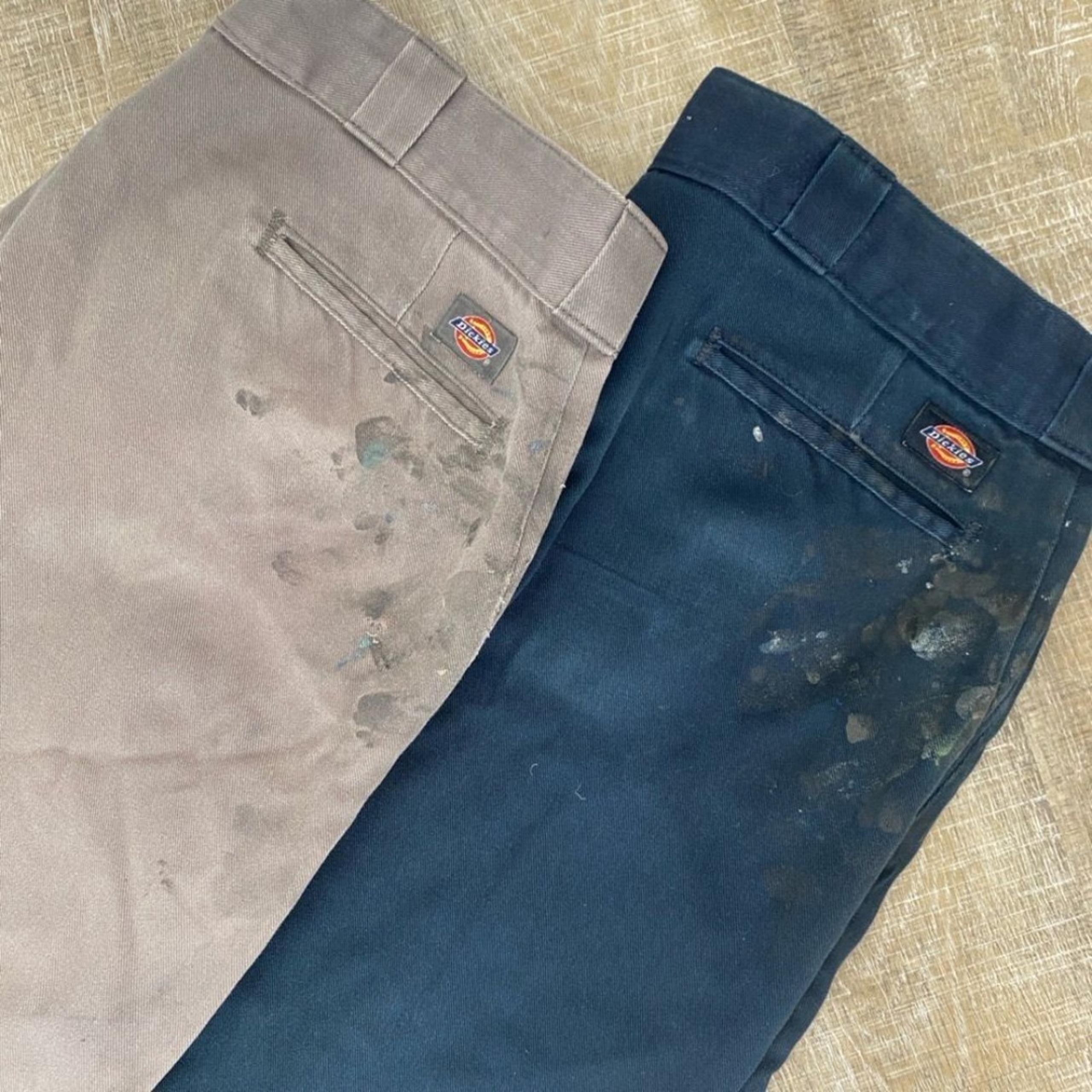 DICKIES | 2 Pair Thrashed Distressed Canvas Work Mechanic Painter Pants - 40x30