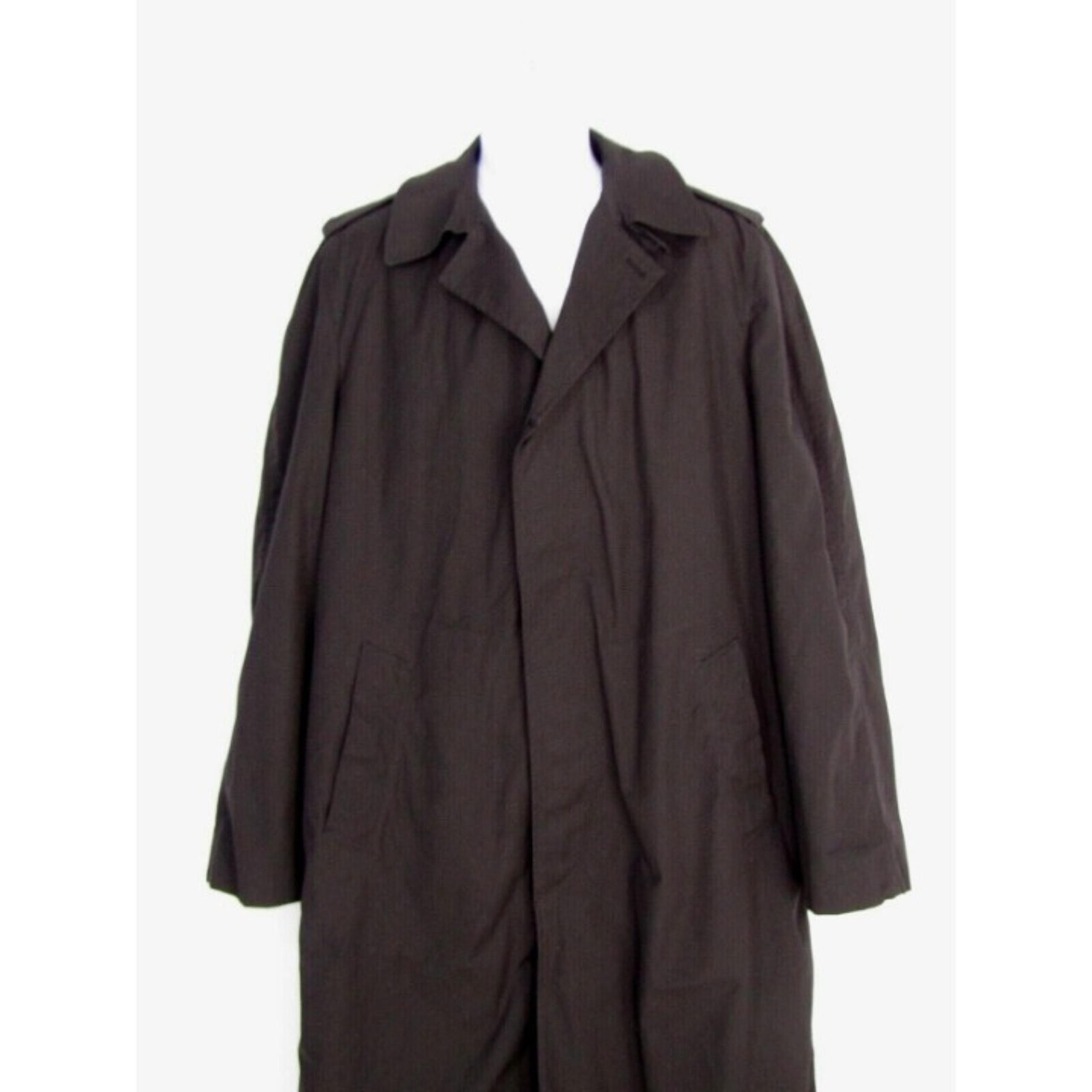 US Navy All Weather Black Trench Rain Coat With Liner Men's Size 38 XLong