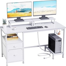 Computer Desk with Drawer and Power Outlets, 47 Office Desk