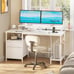 Computer Desk with Drawer and Power Outlets, 47 Office Desk