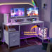 Computer Desk with Drawer and Power Outlets, 47 Office Desk