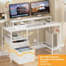 Computer Desk with Drawer and Power Outlets, 47 Office Desk