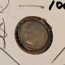 196? Roosevelt dime, BIG ERROR, Must see this item. It got shrinked!