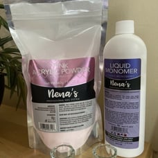 nena's Acrylic Liquid ,SCULPTING Powder PINK , Glass Container 16 oz Kit