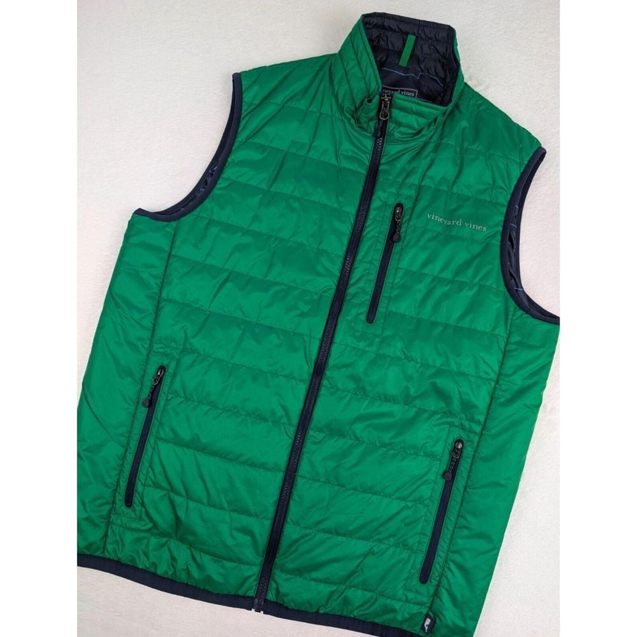 Vineyard Vines Mountain Weekend Vest Mens Medium Green Puffer Full Zip